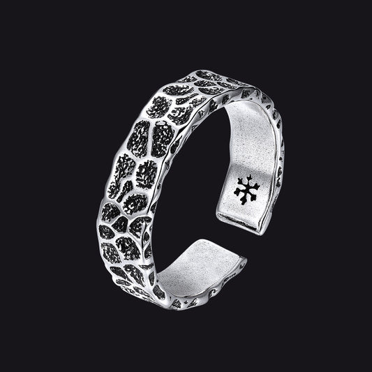Retro irregular crack adjustable open ring for menimg
