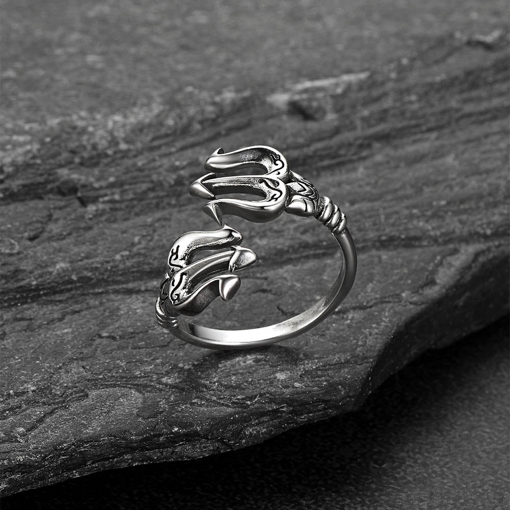 Durable stainless steel Poseidon ring inspired by Greek mythology