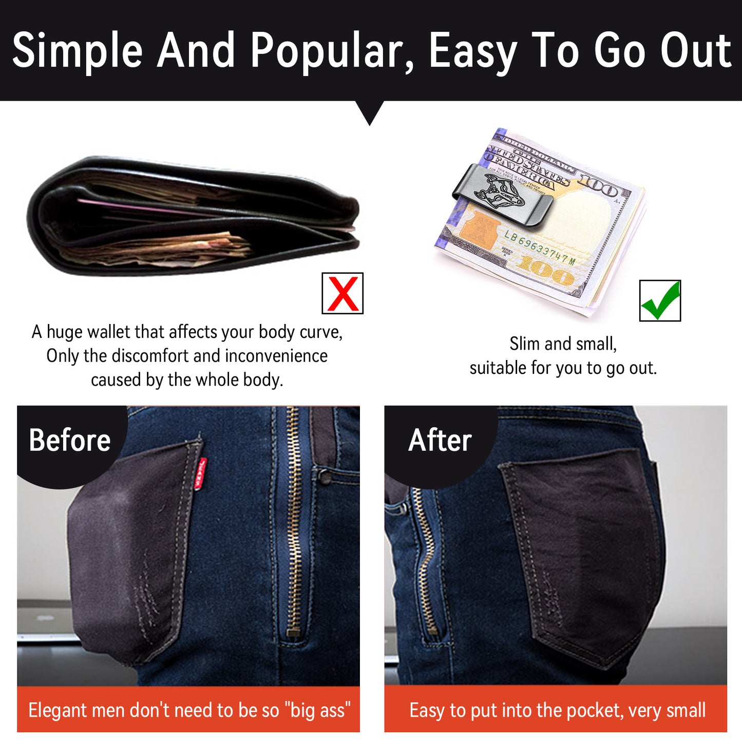 Viking Fenrir Wolf Money Clip - Slim and easy to carry