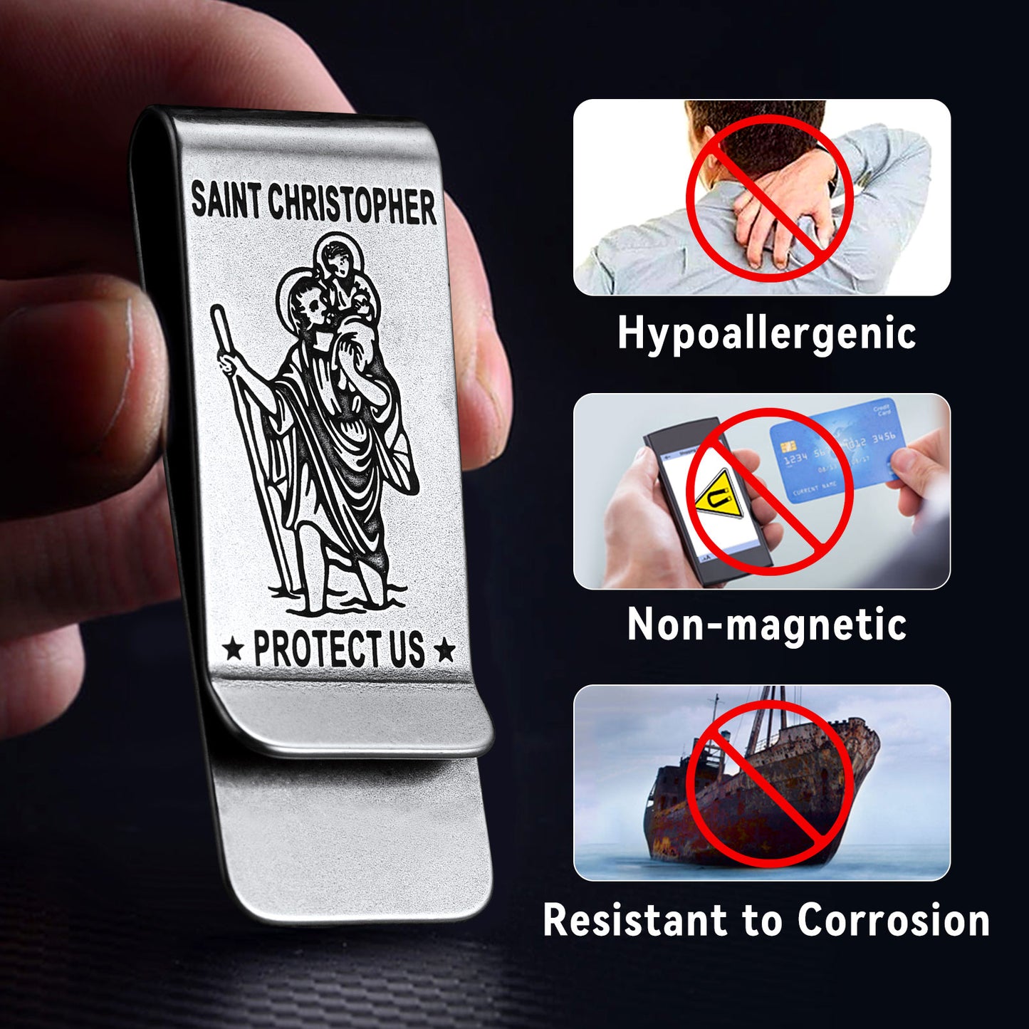 Saint Christopher money clip for men, faith based accessory