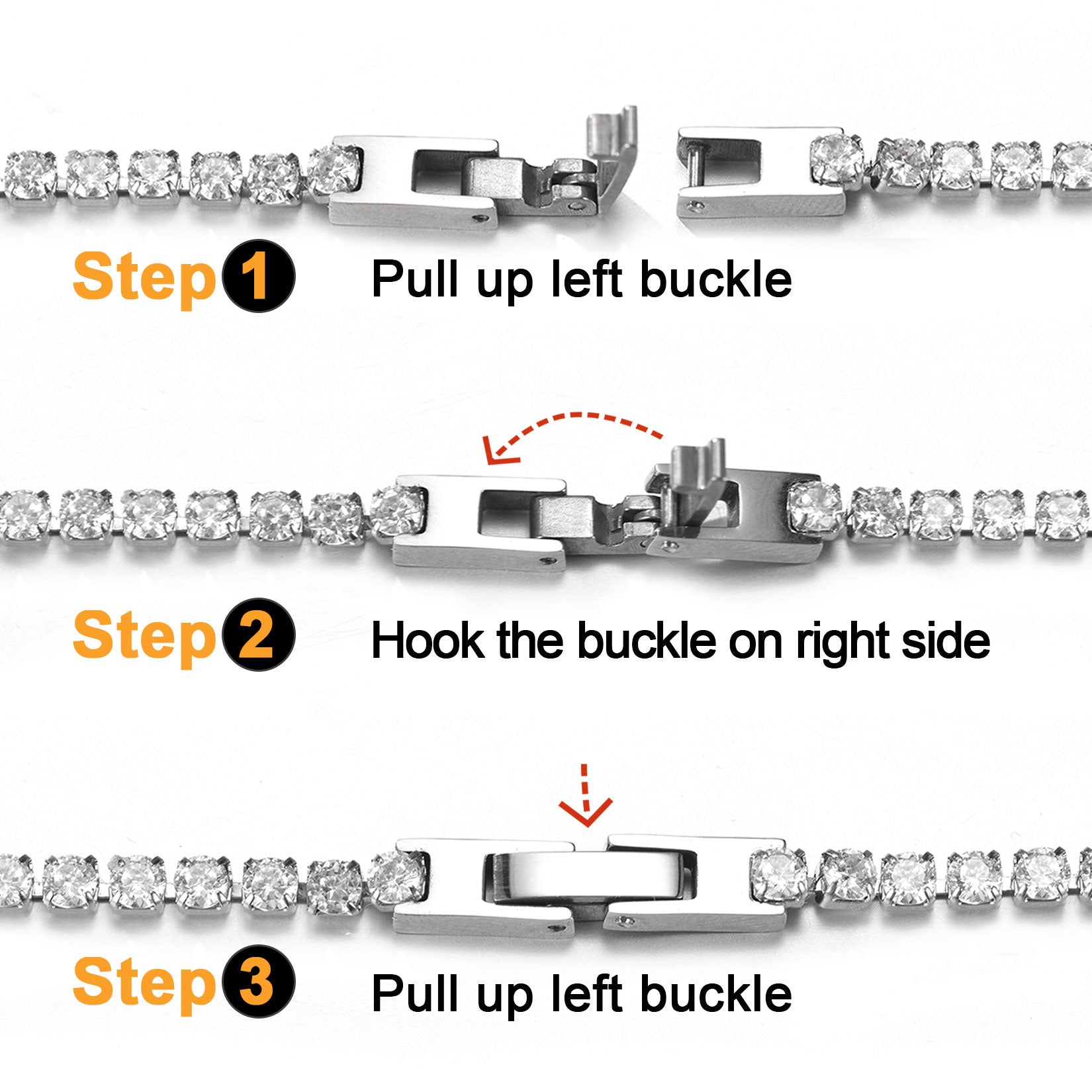 CZ Diamond Tennis Chain Necklace Clasp Instructions
