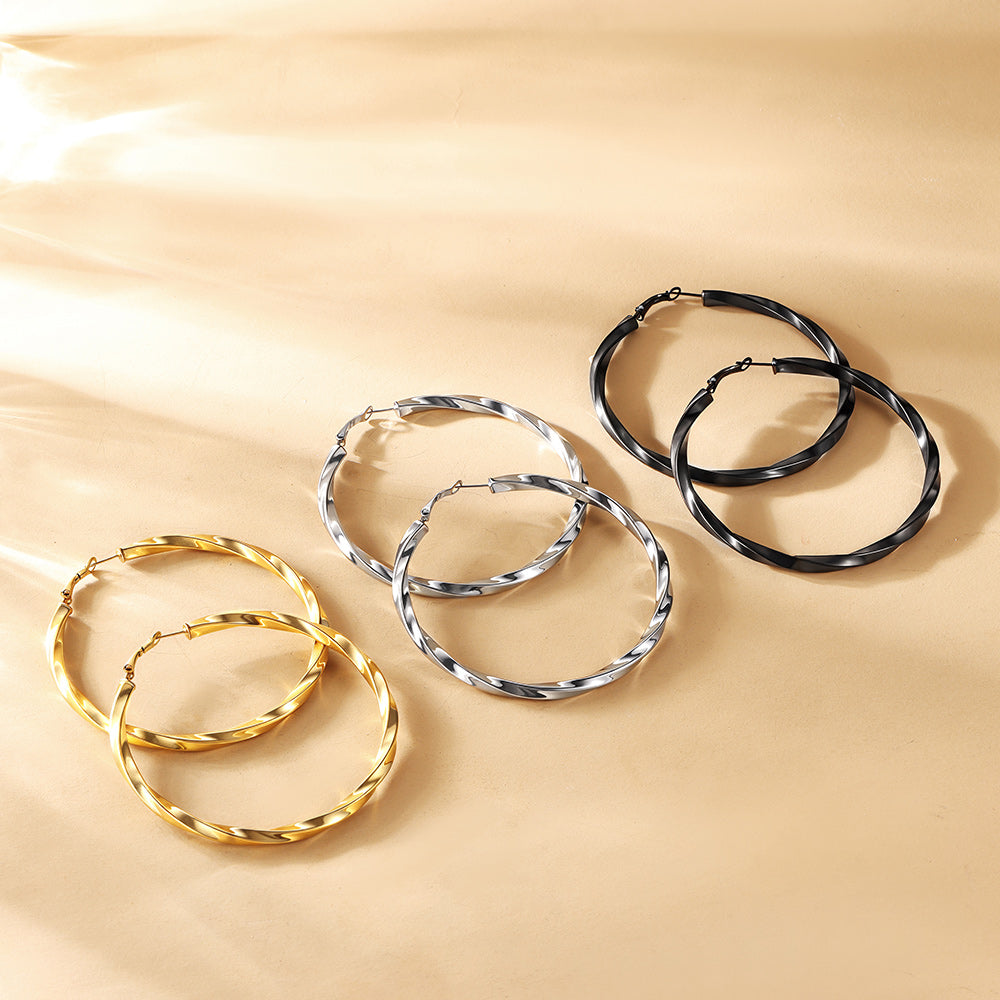 Thick Hoops Loop Earrings for Women Girls 30/40/60/80MM FaithHeart Jewelry