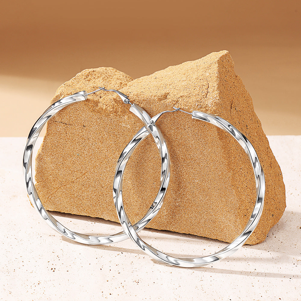 Thick Hoops Loop Earrings for Women Girls 30/40/60/80MM FaithHeart Jewelry