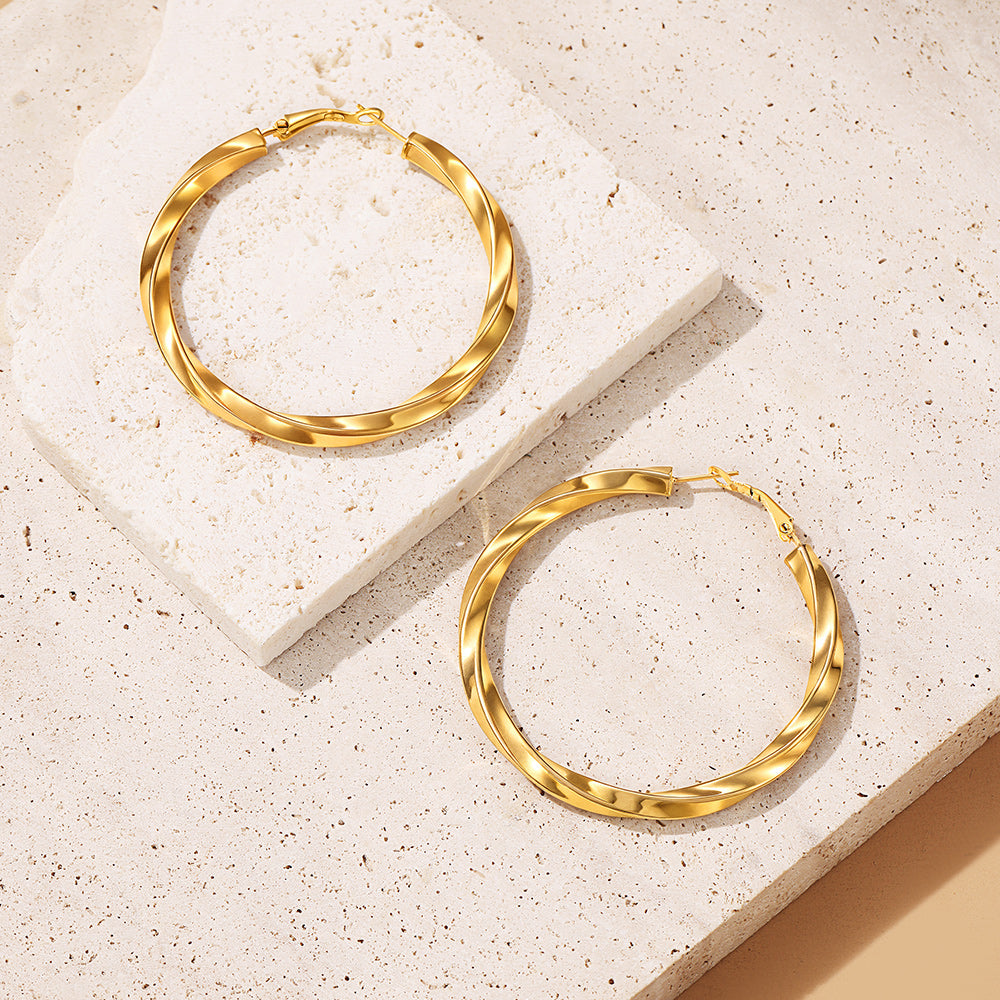 Thick Hoops Loop Earrings for Women Girls 30/40/60/80MM FaithHeart Jewelry