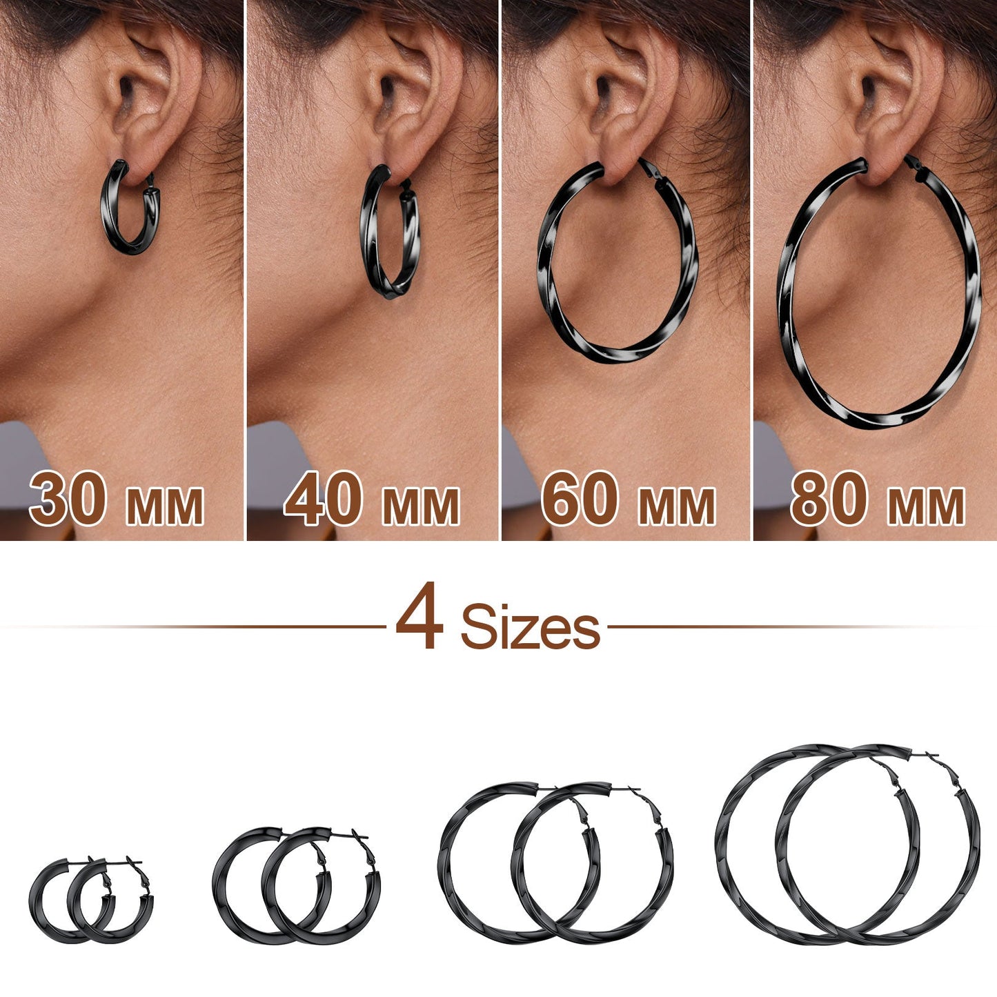 Thick Hoops Loop Earrings for Women Girls 30/40/60/80MM FaithHeart Jewelry