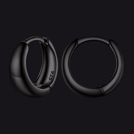 Simple Silver Thick Huggie Hoop Earrings for Men Womenimg