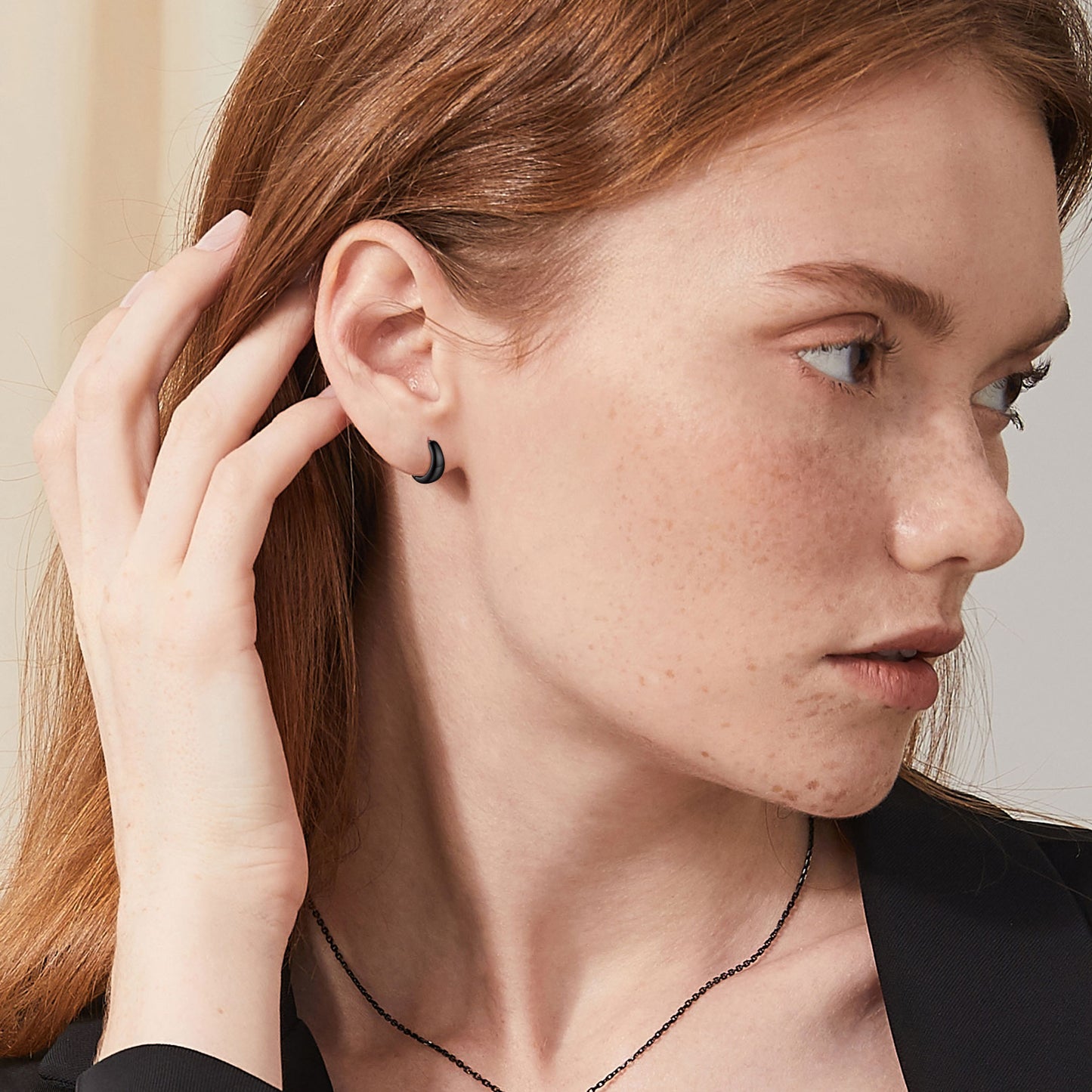 Simple Silver Thick Huggie Hoop Earrings for Men Women