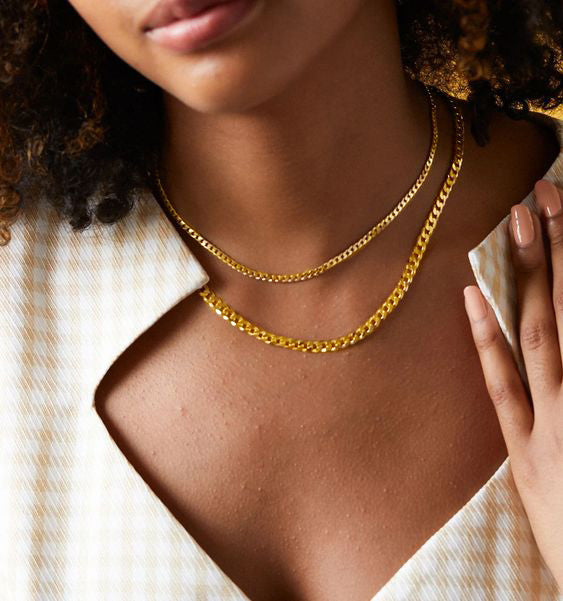 Thin Cuban Chain Link Necklace for Women