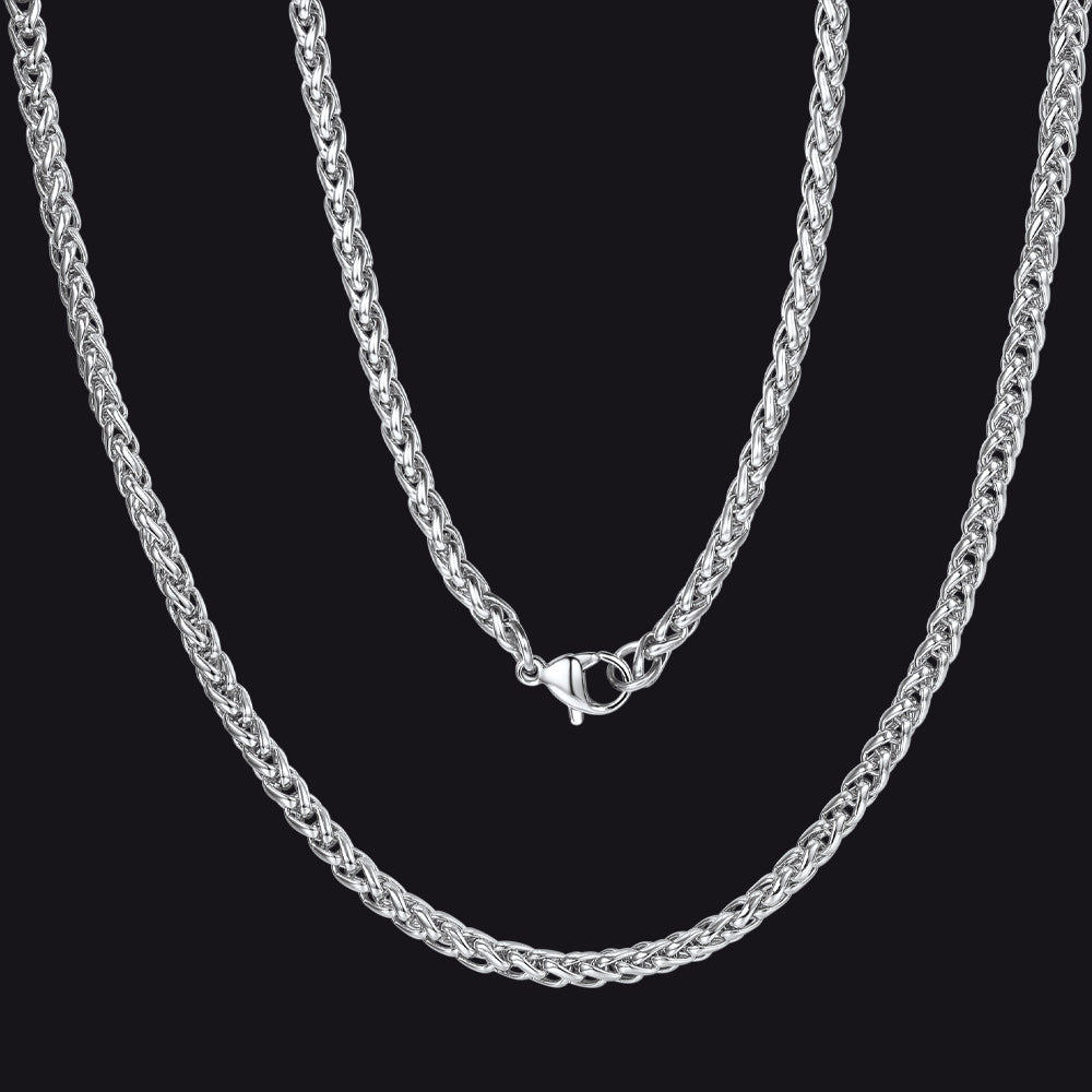 Thin Spiga Wheat Chain Necklace for Men Women, 18''-30''