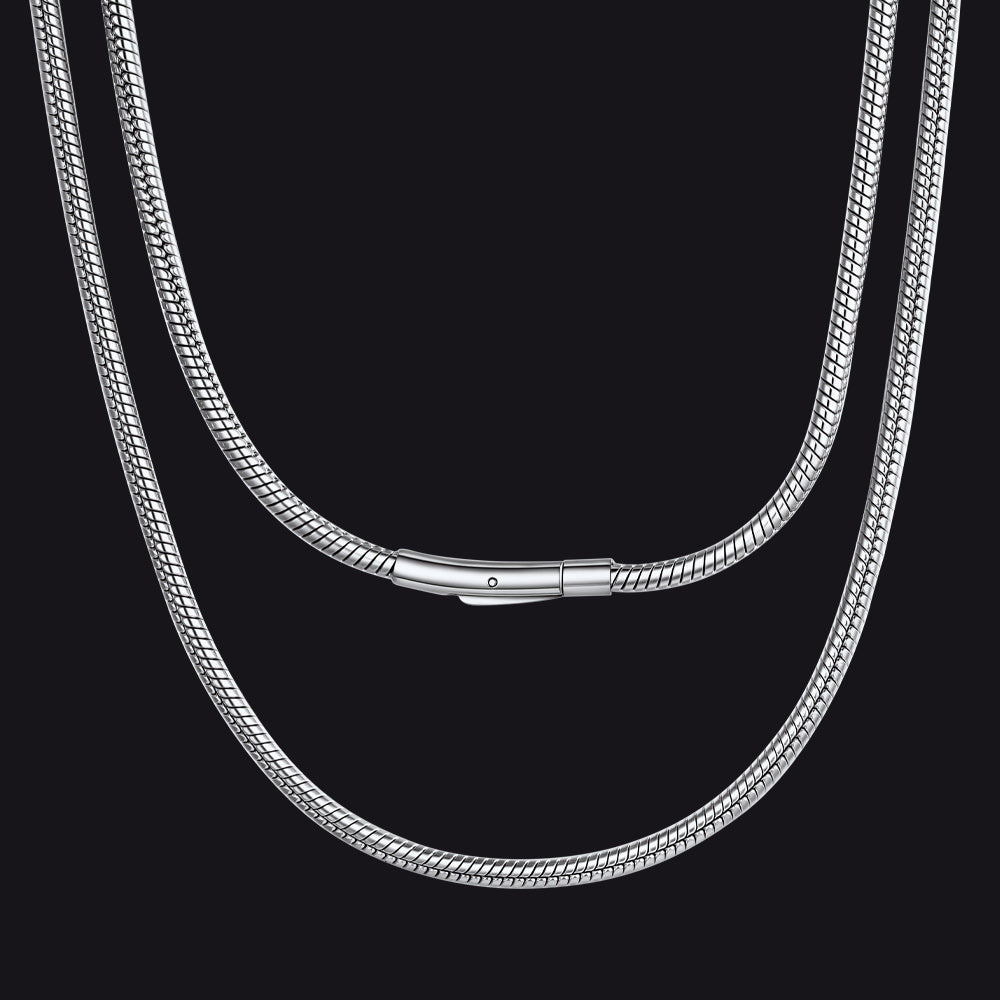 Silver / 3 mm / 30 inch 2mm Thin Snake Chain Stainless Steel Necklace for Men