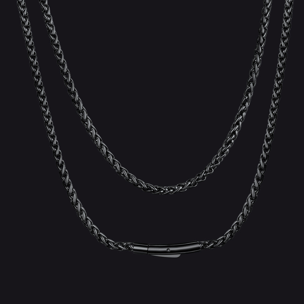 Thin Wheat Chain Necklace for Men, 2.5/3MM Width