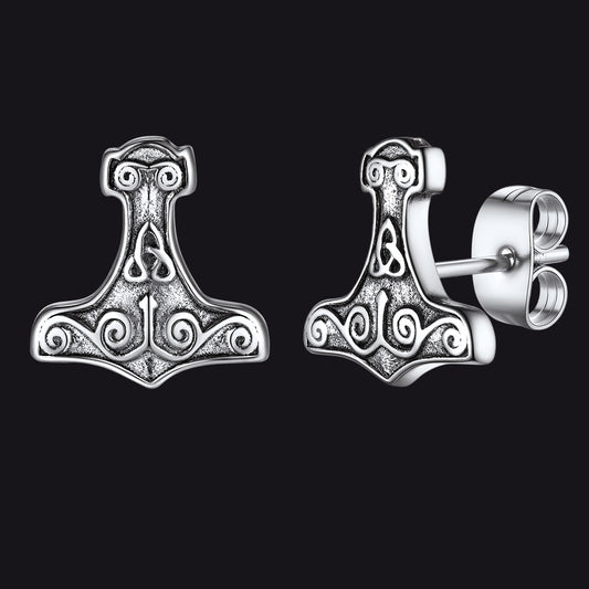 Viking Thor's Hammer Stud Earrings Amulet Jewelry for Menimg