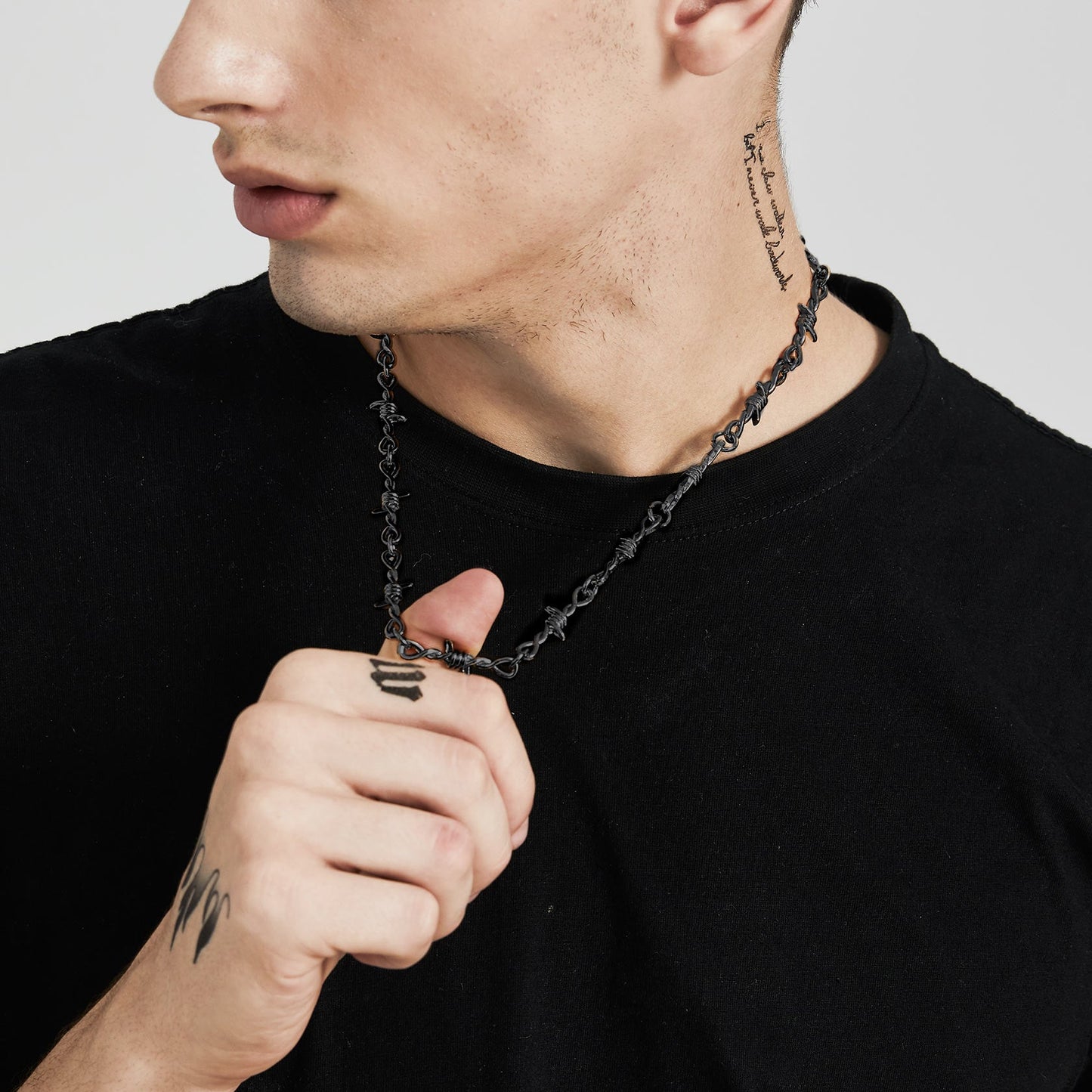 Gothic Thorn Barb Wire Chain Link Necklace Birthday Gift for Men FaithHeart Jewelry