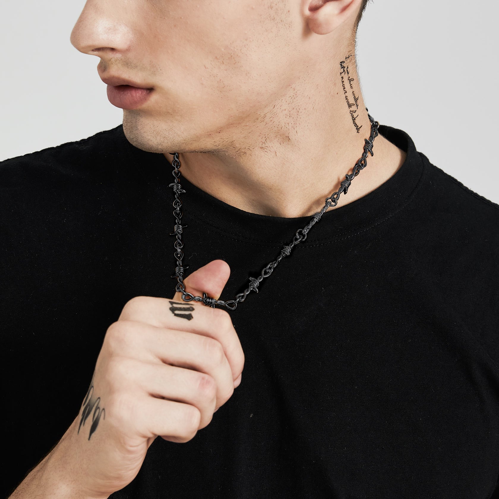 Gothic Thorn Barb Wire Chain Link Necklace Birthday Gift for Men FaithHeart Jewelry