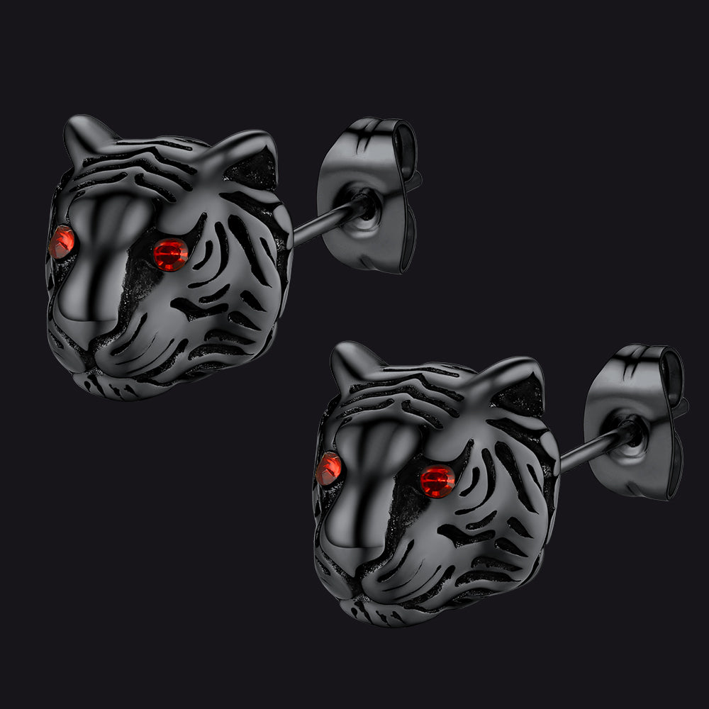 FaithHeart Vintage Tiger Stud Earrings for Men FaithHeart