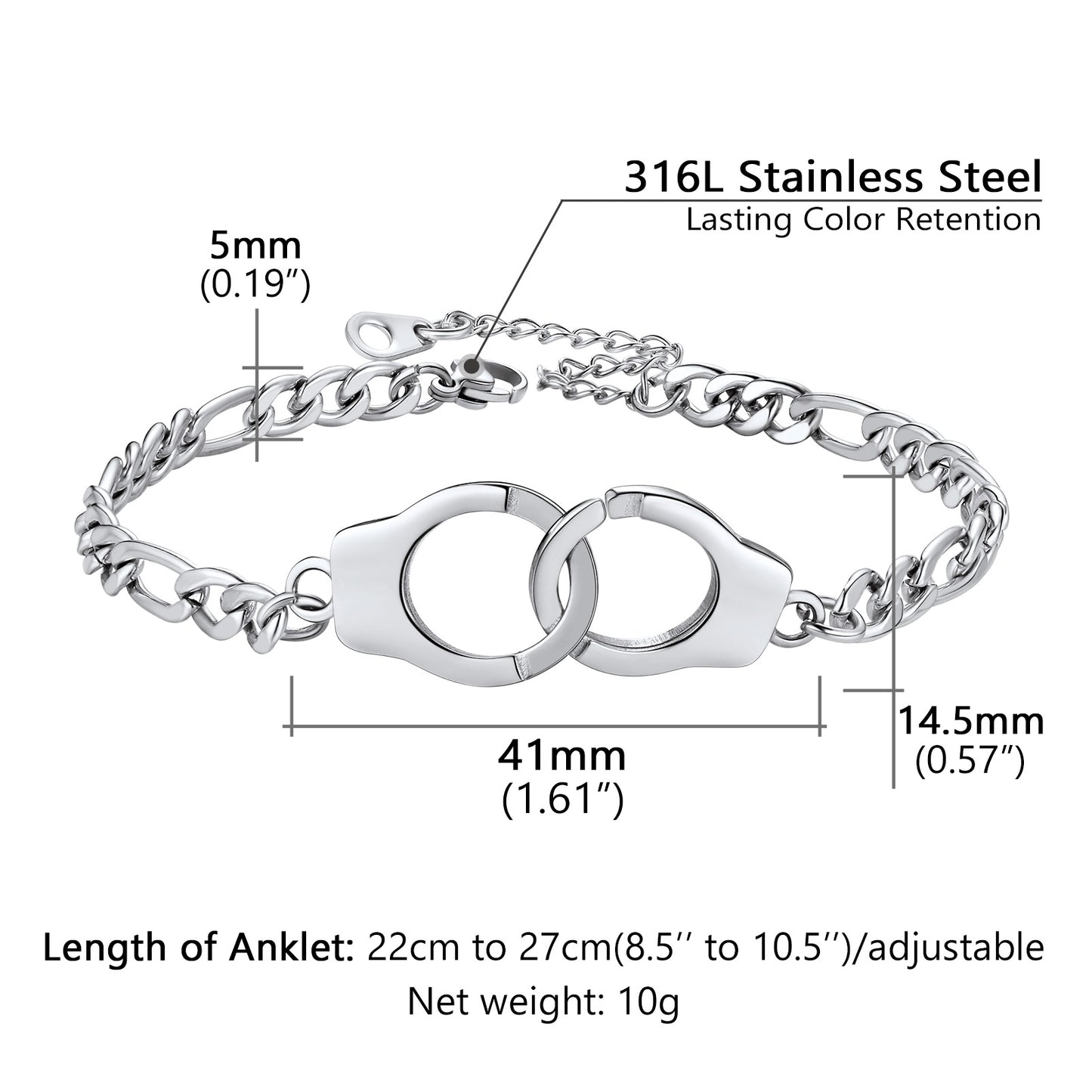 Trendy Handcuffs Design Chain Ankle Bracelet For Women