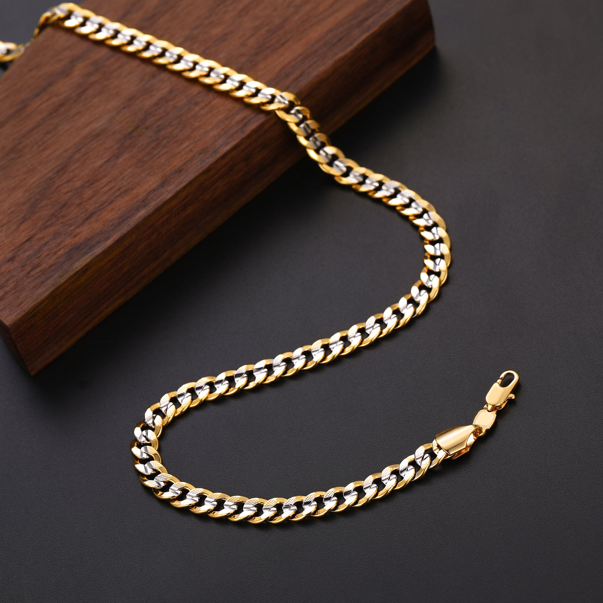 Two-Tone Cuban Chain Necklace For Men Women