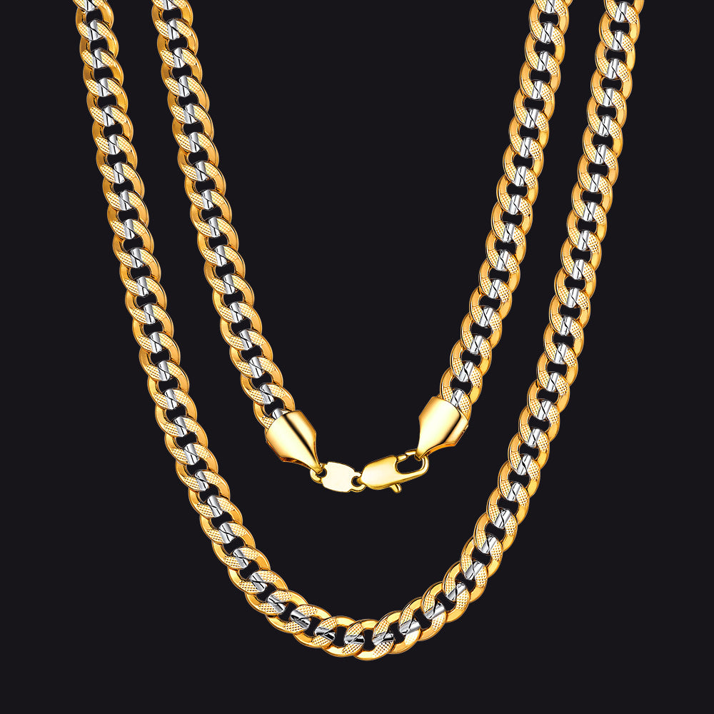 6mm Two-Tone Gold & Silver Cuban Chain Necklace