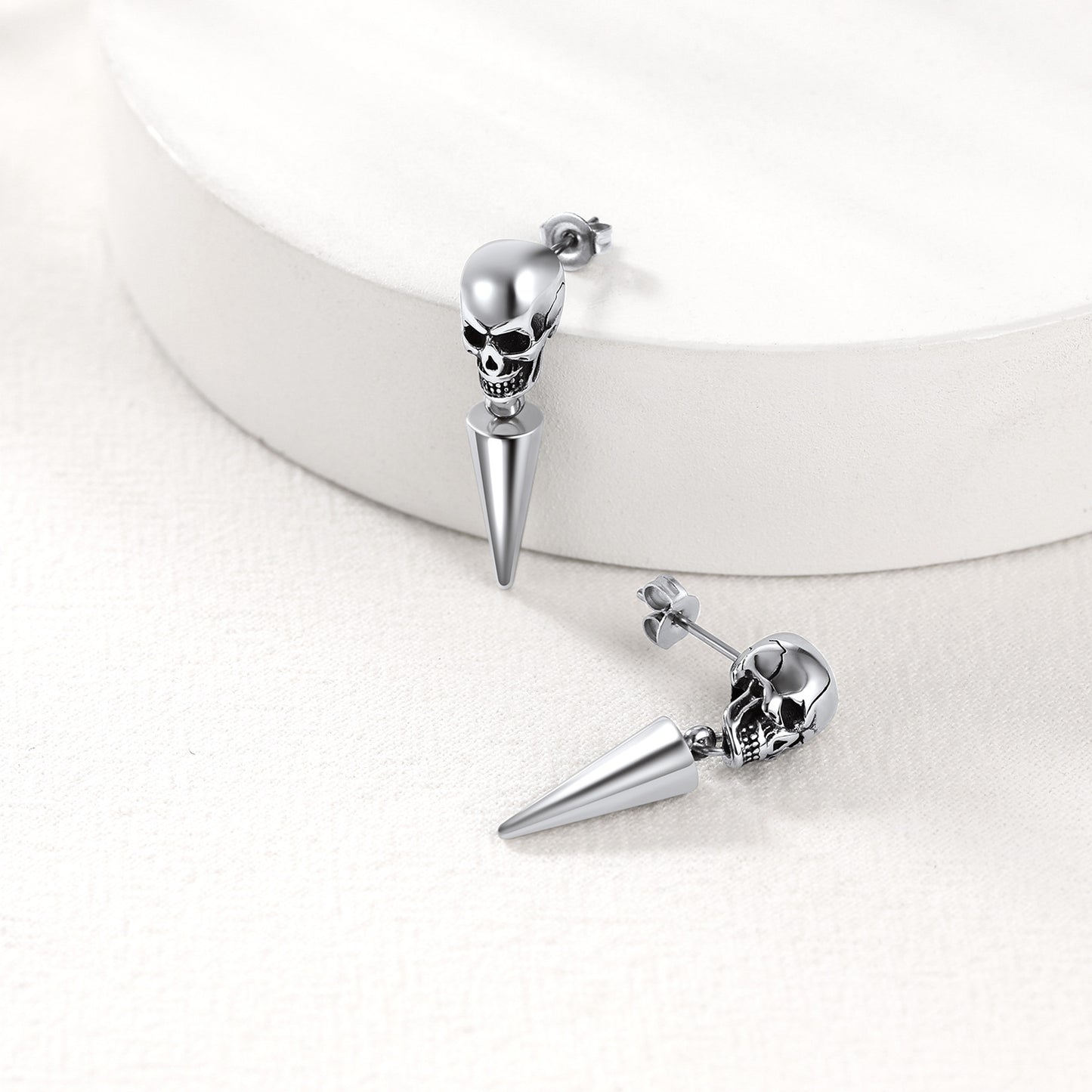 Punk Skull Earrings for Men - Stainless Steel