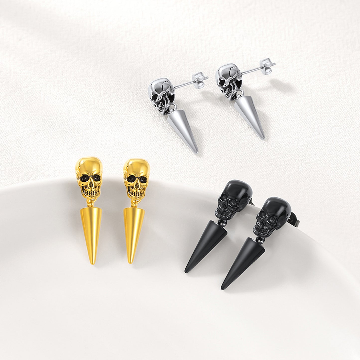 Variety of Punk Skull Earrings for Men in Different Colors