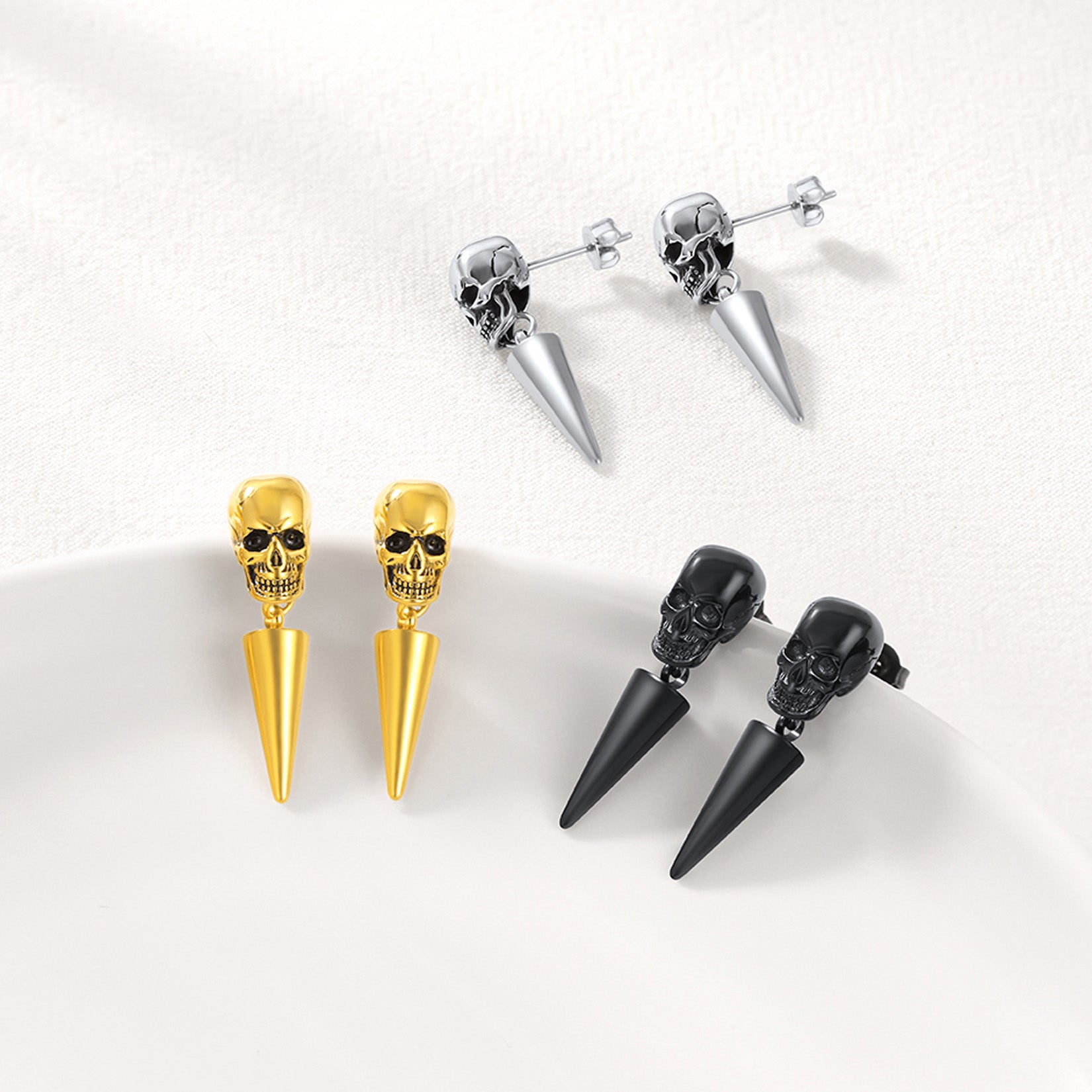 Variety of Punk Skull Earrings for Men in Different Colors