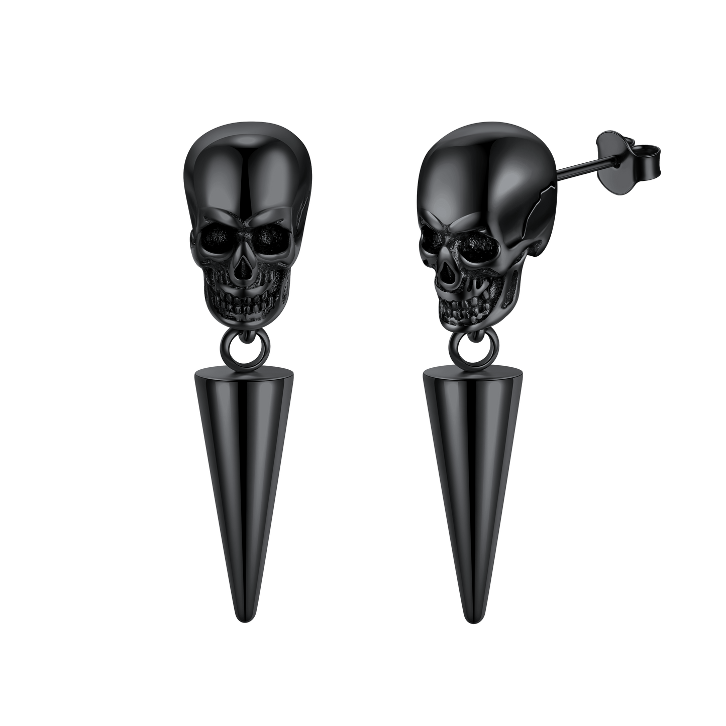 Black Punk Skull Earrings for Men