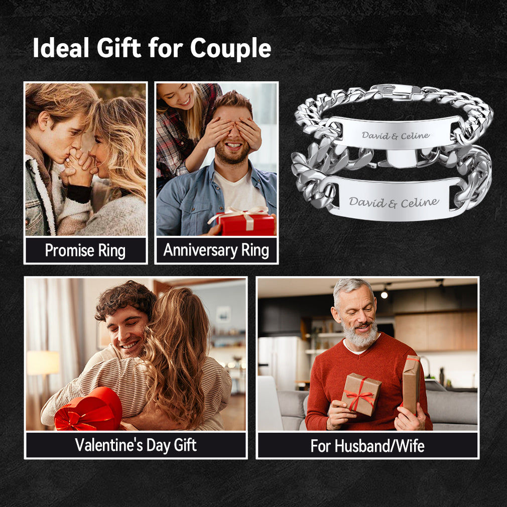 Personalized couple's bracelets, ideal gifts for anniversaries and Valentine's Day