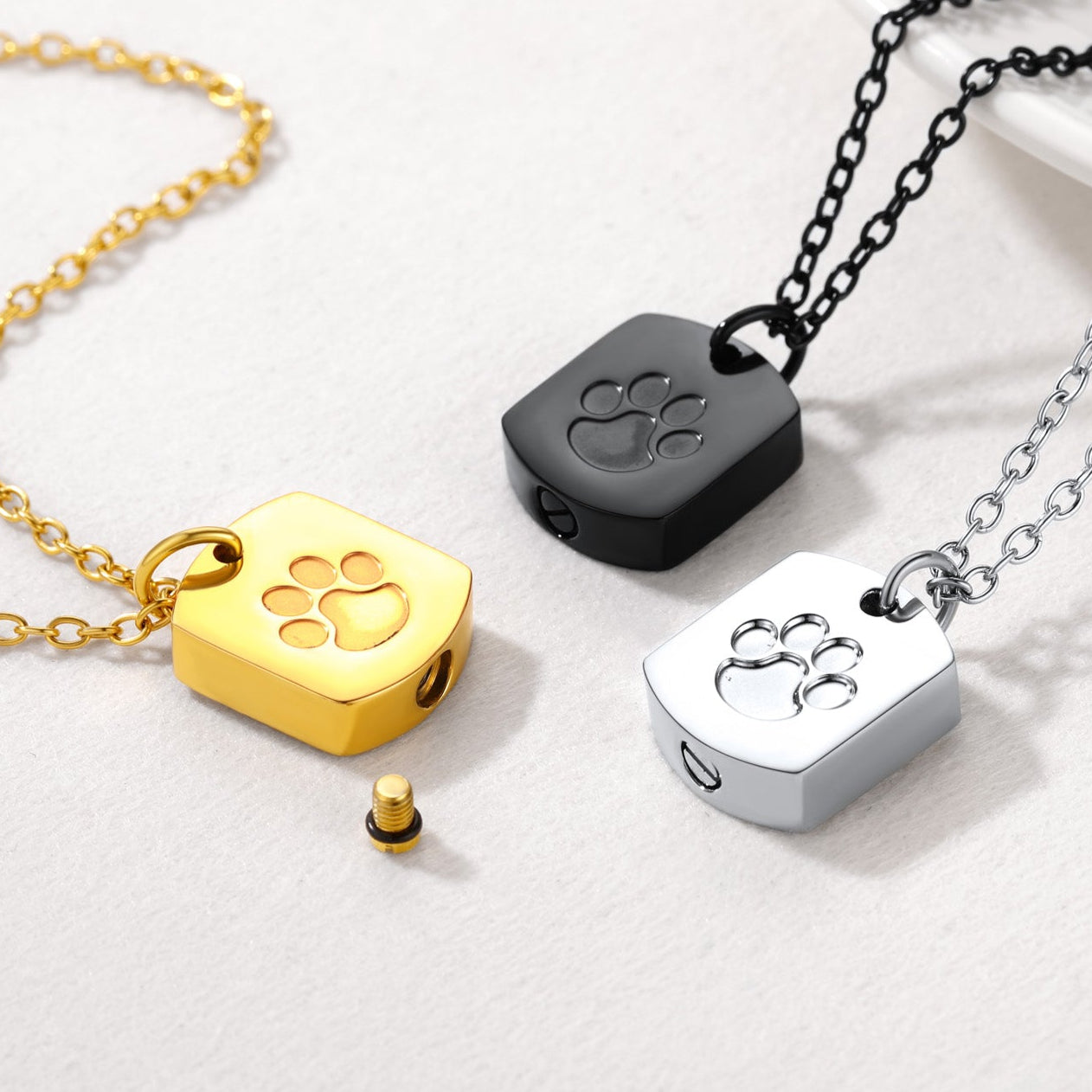 Puppy Feet Urn Dog Tag Necklaces for Ashes for Women Men