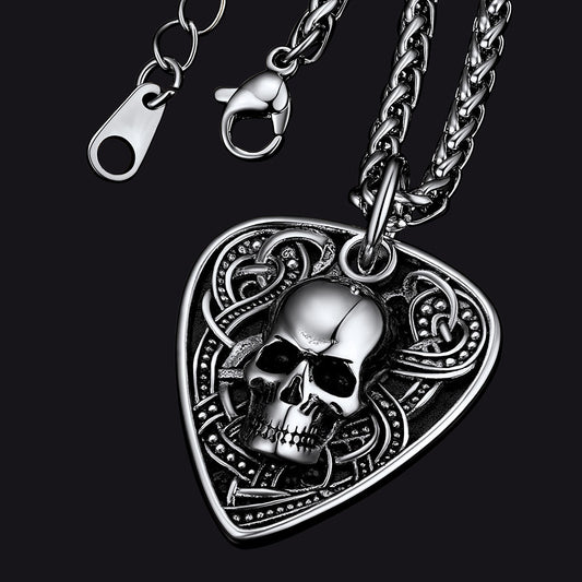 FaithHeart Vintage Skull Shield Pendant Necklace Stainless Steel Gothic Jewelry FaithHeartimg