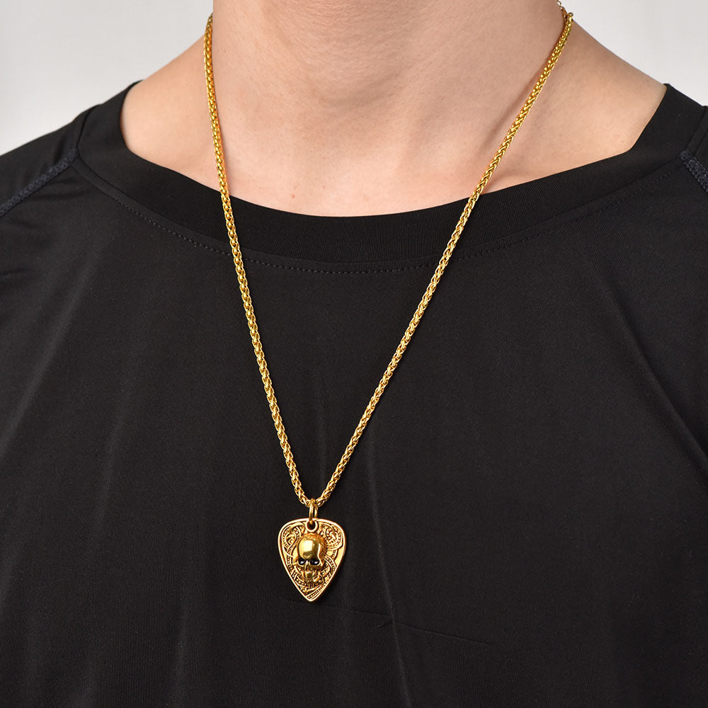 FaithHeart Vintage Skull Shield Pendant Necklace Stainless Steel Gothic Jewelry FaithHeart