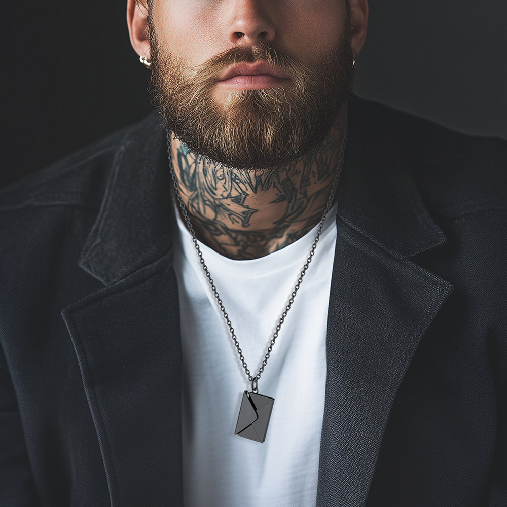 Man wearing Custom Picture Locket Necklace