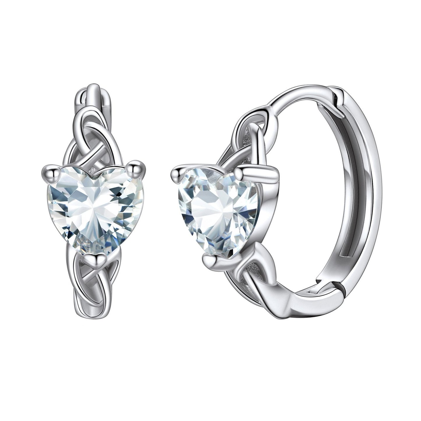 Sterling Silver Celtic Knot Hoop Earrings With Aquamarine Birthstone For Women BIRTHSTONES JEWELRY