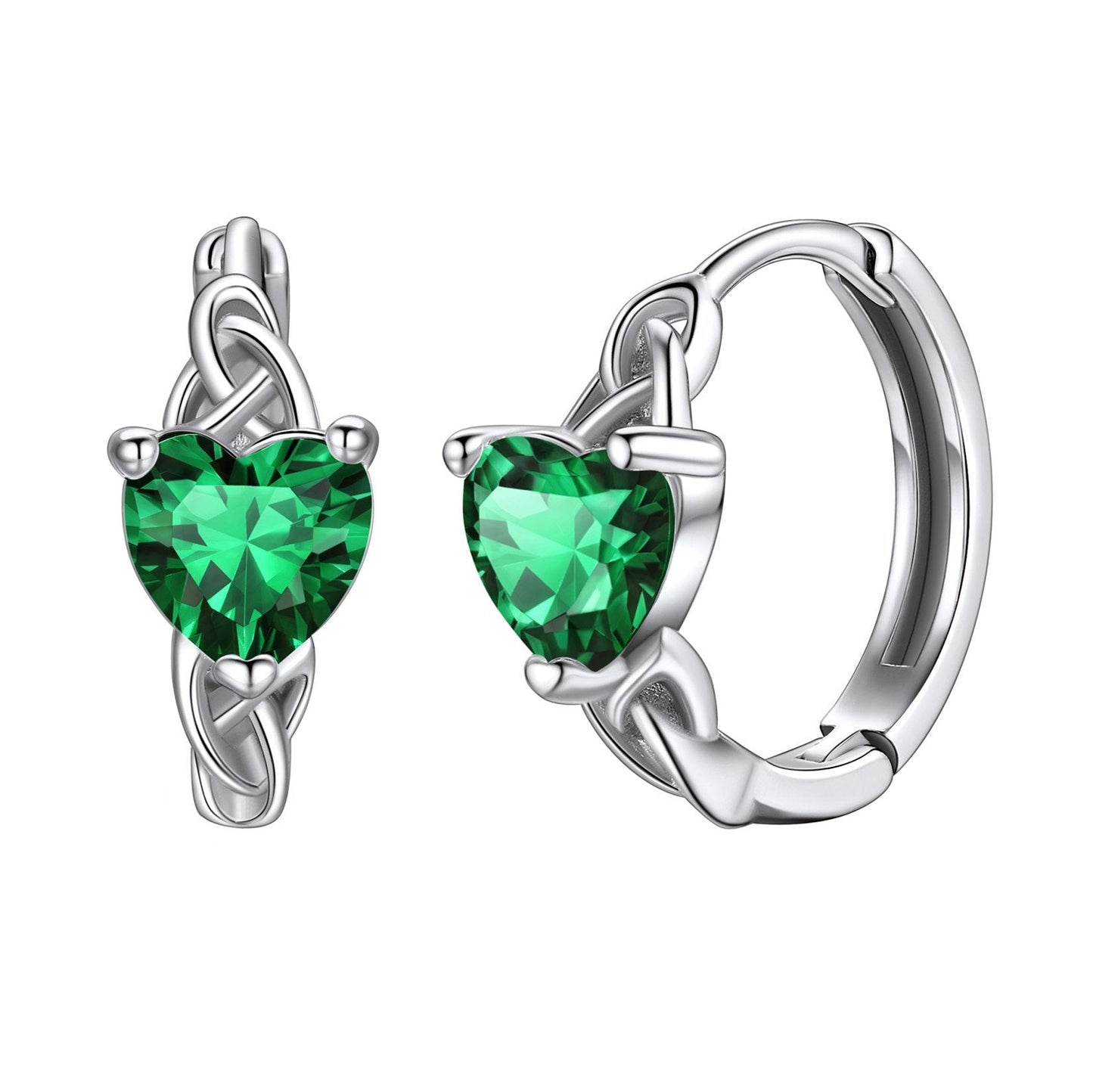 Sterling Silver Celtic Knot Hoop Earrings With Aquamarine Birthstone For Women BIRTHSTONES JEWELRY