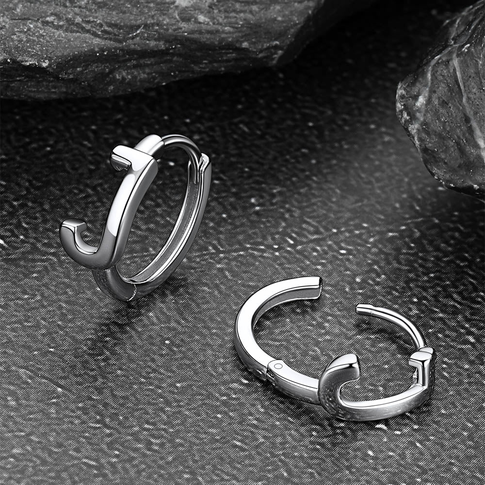 Sterling Silver Initial Letter A-Z Hoop Earrings for Women Men