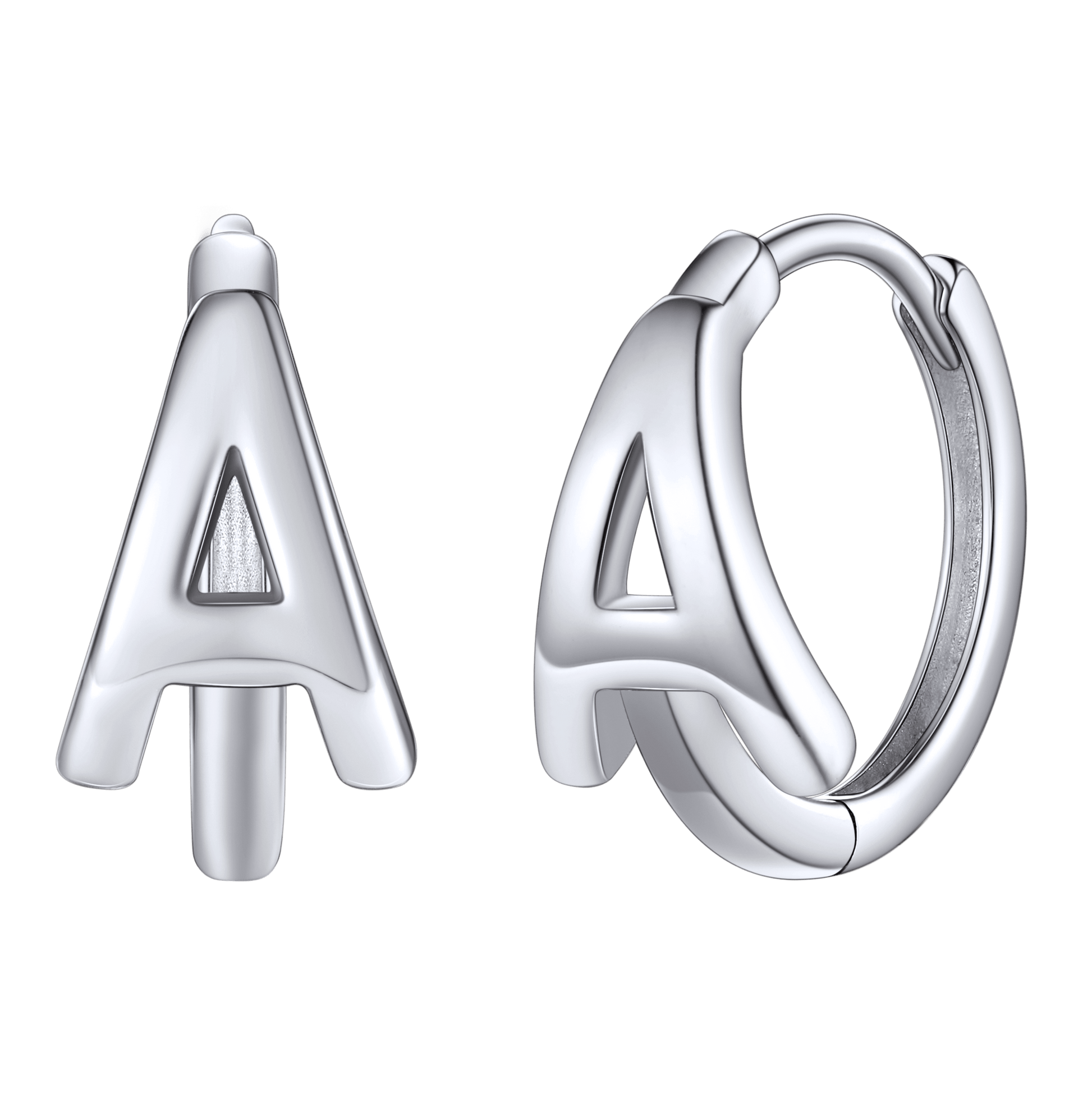 Silver Initial A Hoop Earrings for Women