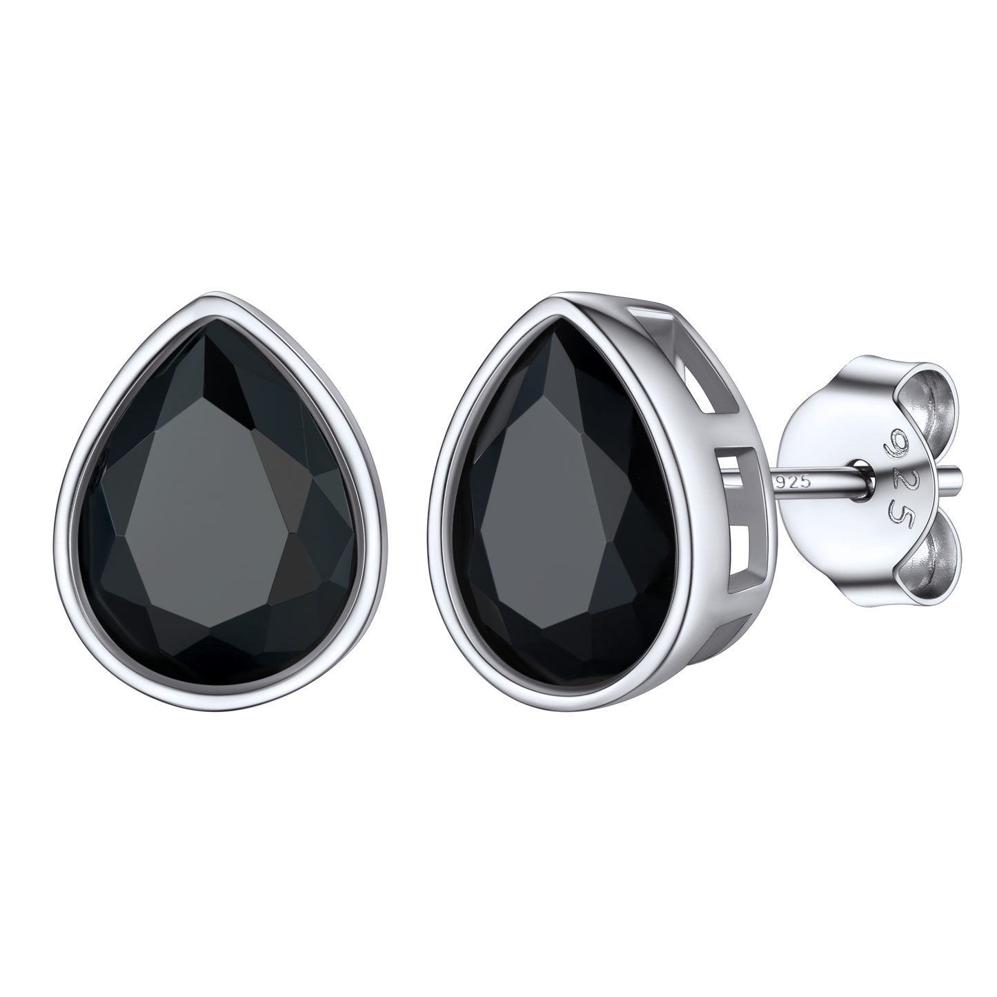 Silver Water Drop Cubic Zirconia Stud Earrings