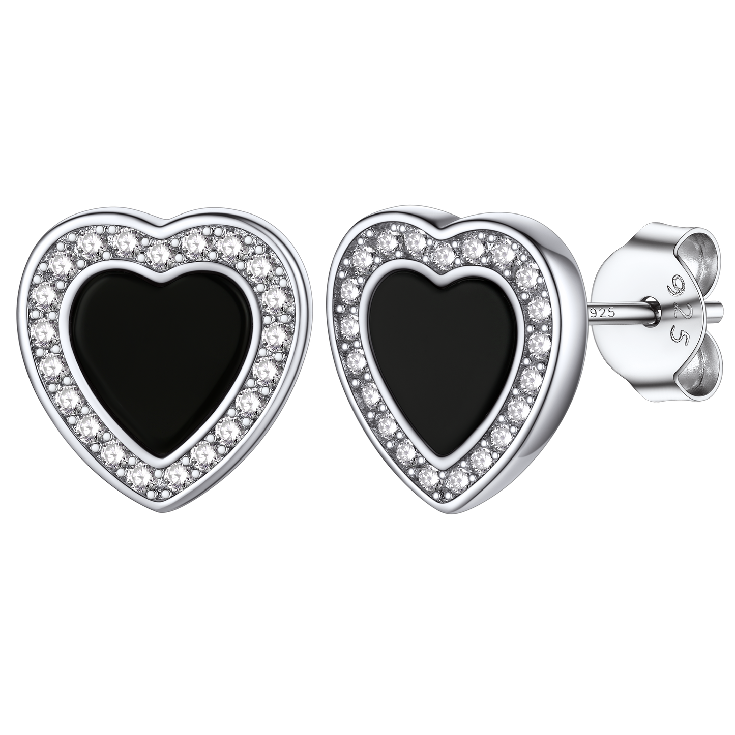 Heart-shaped Black Onyx Stud Earrings for Women – Elegant Minimalist Jewelry