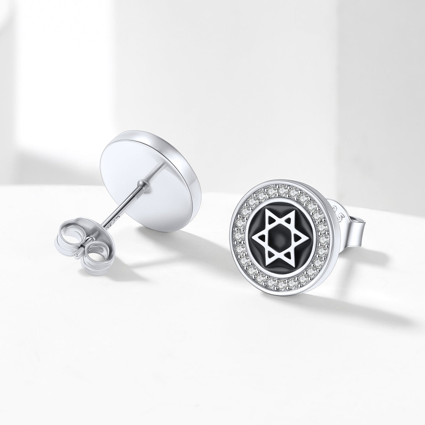 FaithHeart Viking Runes Sterling Silver Round Stud Earrings FaithHeart