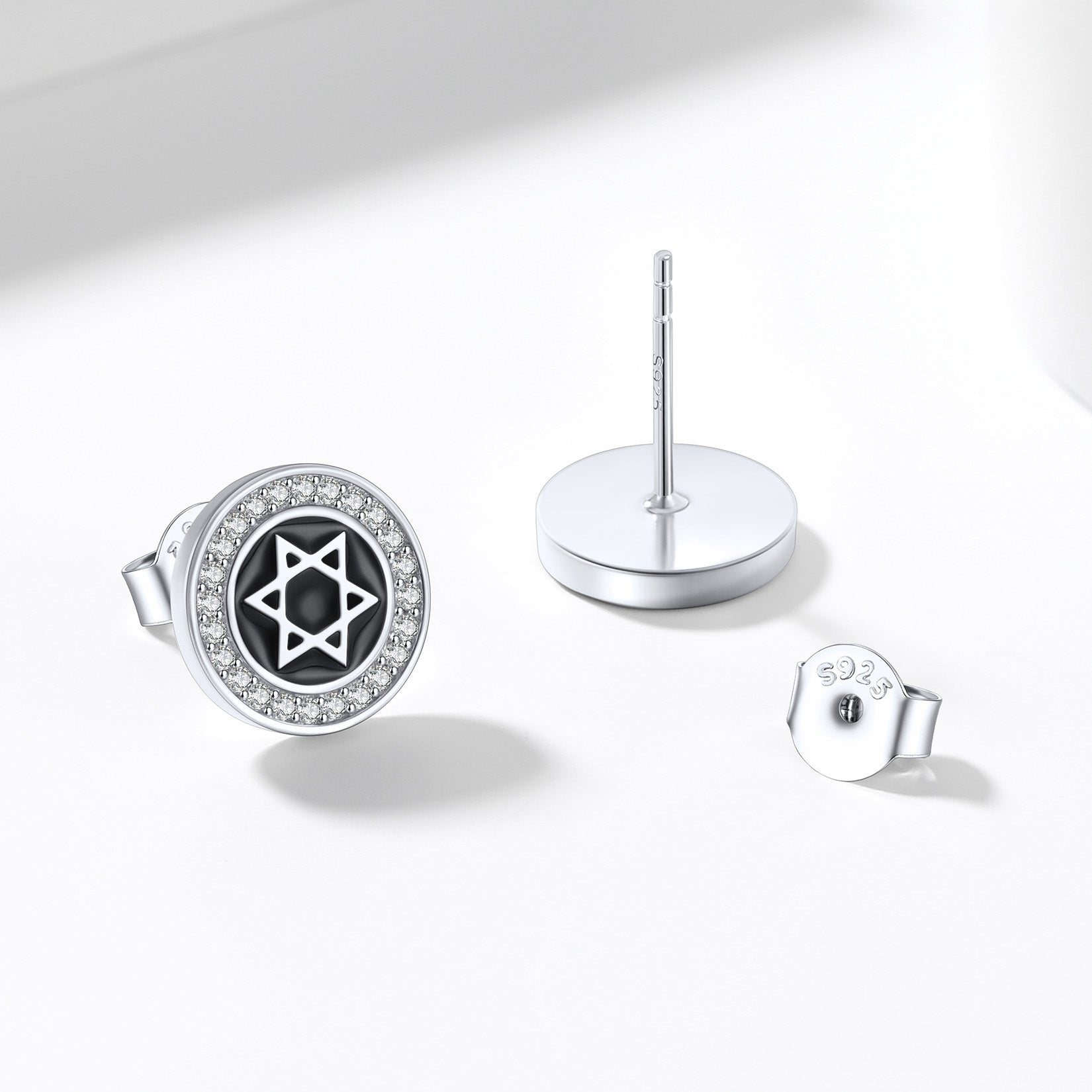 FaithHeart Viking Runes Sterling Silver Round Stud Earrings FaithHeart