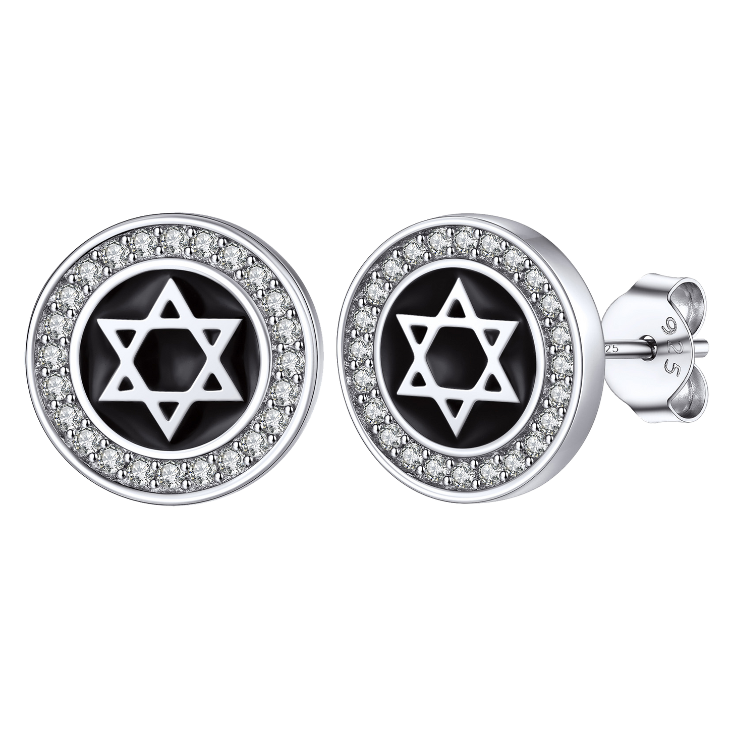 FaithHeart Viking Runes Sterling Silver Round Stud Earrings FaithHeart