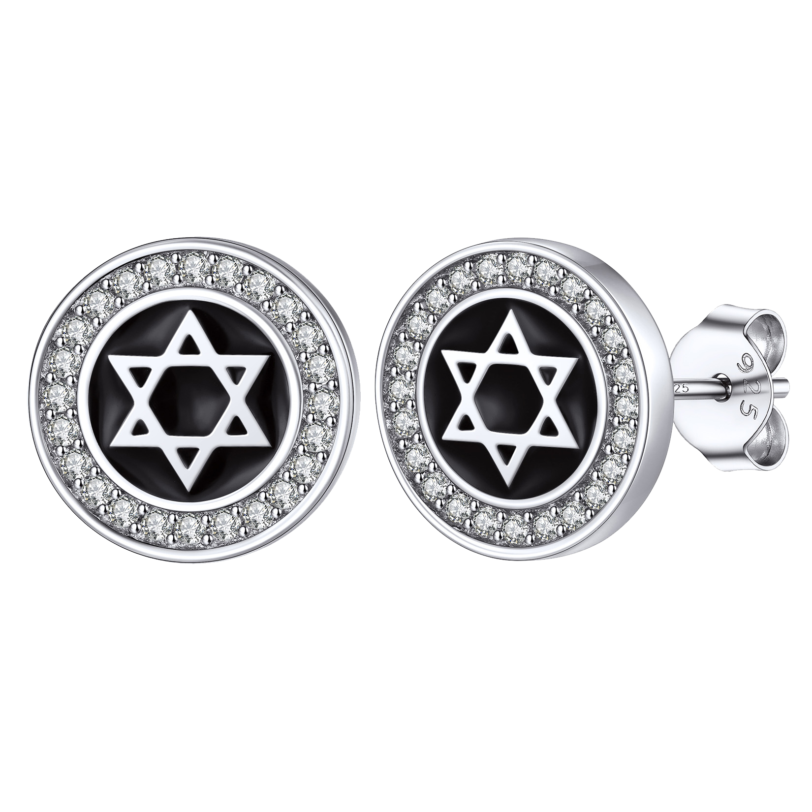 FaithHeart Viking Runes Sterling Silver Round Stud Earrings FaithHeart