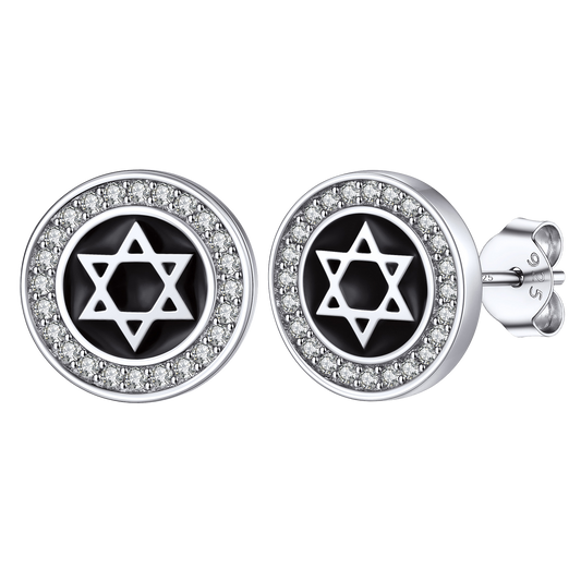 FaithHeart Viking Runes Sterling Silver Round Stud Earrings FaithHeartimg
