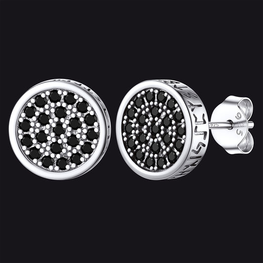 FaithHeart Viking Runes Black Zircon Stud Earrings 10mm FaithHeartimg
