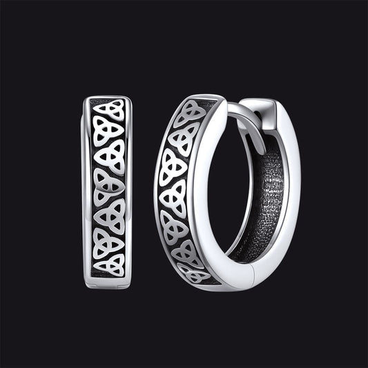 FaithHeart Sterling Silver Celtic Knot Huggie Hoop Earrings for Men FaithHeartimg