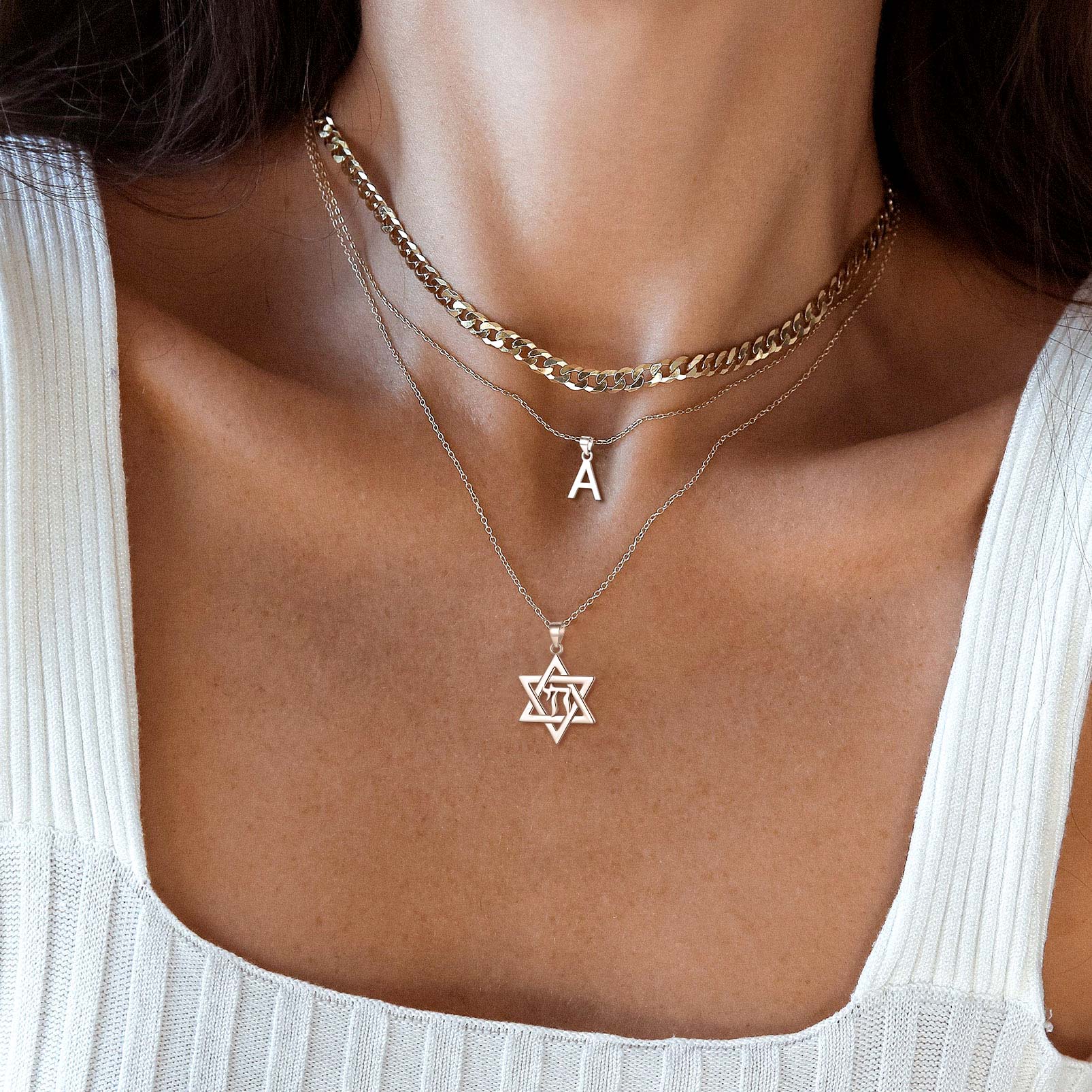 FaithHeart Personalized Hebrew Jewish Pendant Necklace Sterling Silver FaithHeart