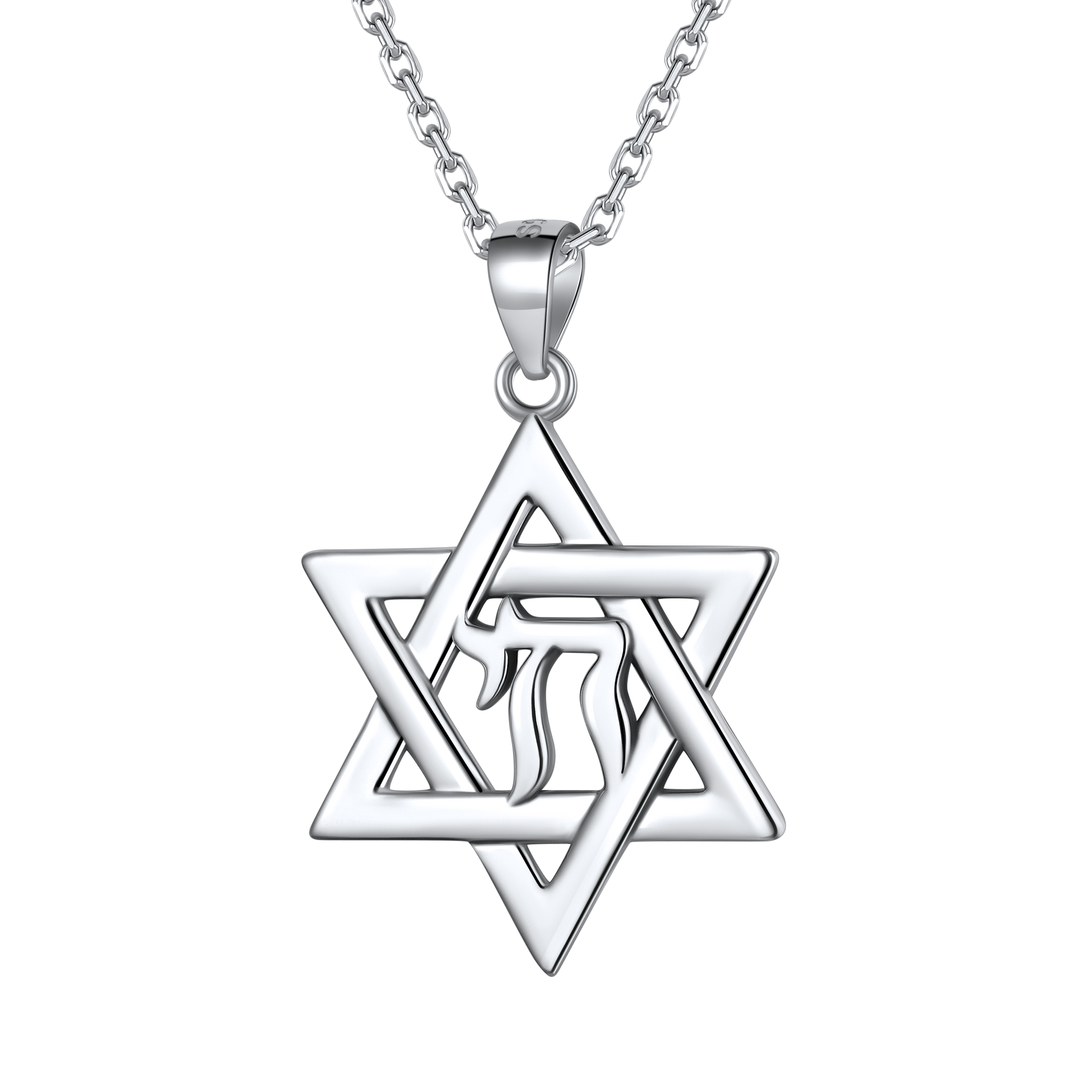 FaithHeart Personalized Hebrew Jewish Pendant Necklace Sterling Silver FaithHeart