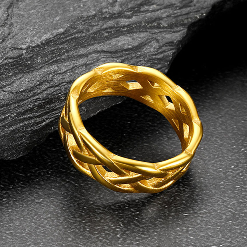 Men's gold stainless steel Irish Celtic knot ring
