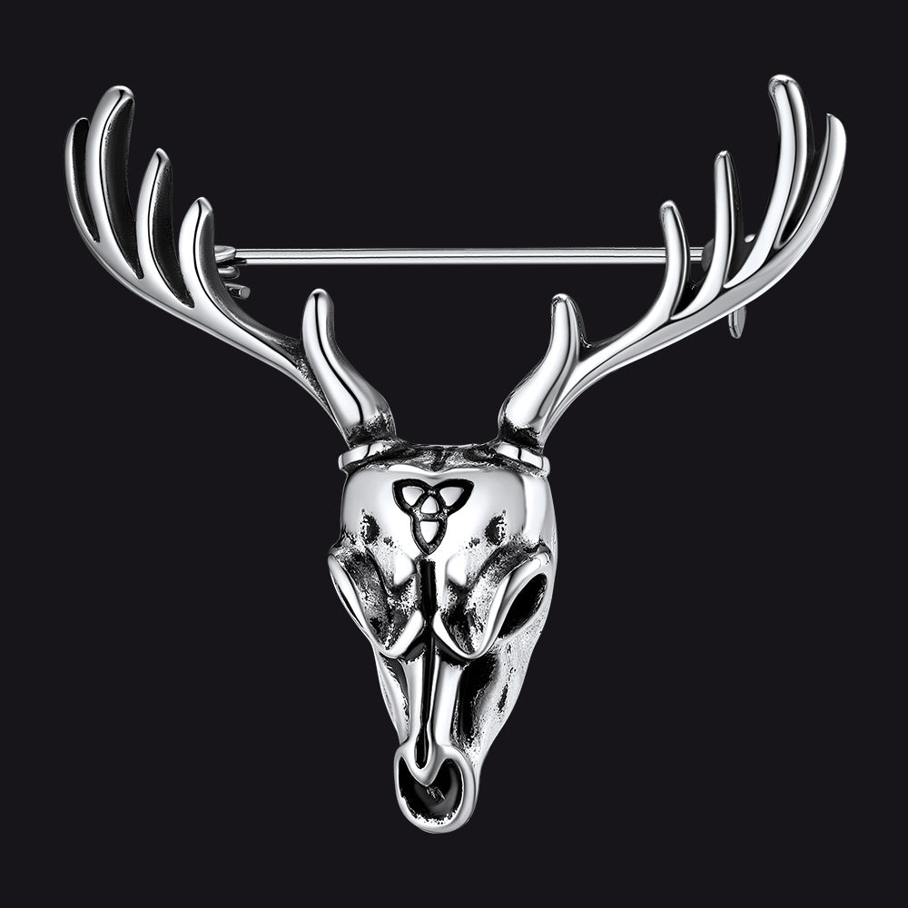 Viking Deer Head Brooch Pin Gifts for Men Women