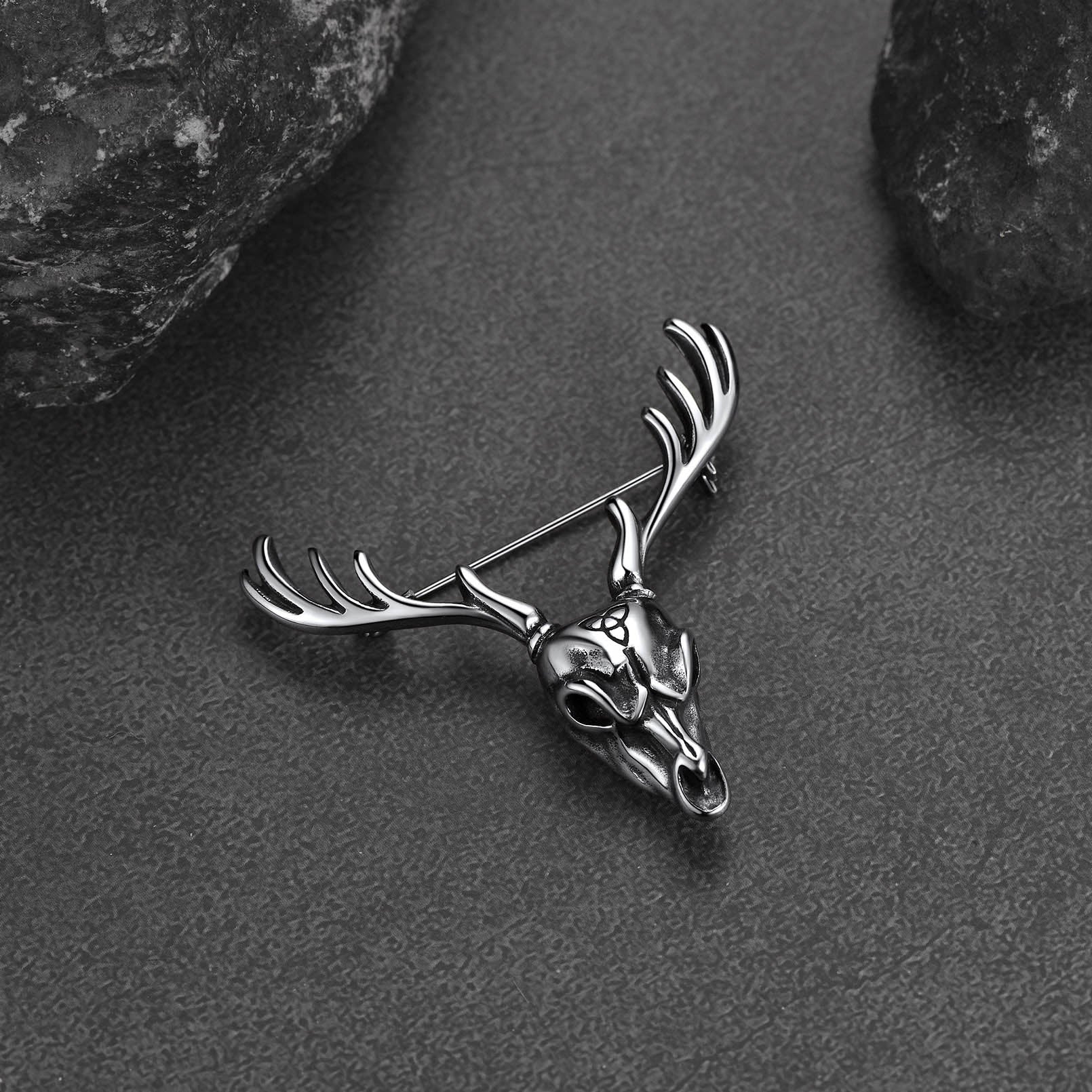 Viking Deer Head Brooch Pin Gifts for Men Women