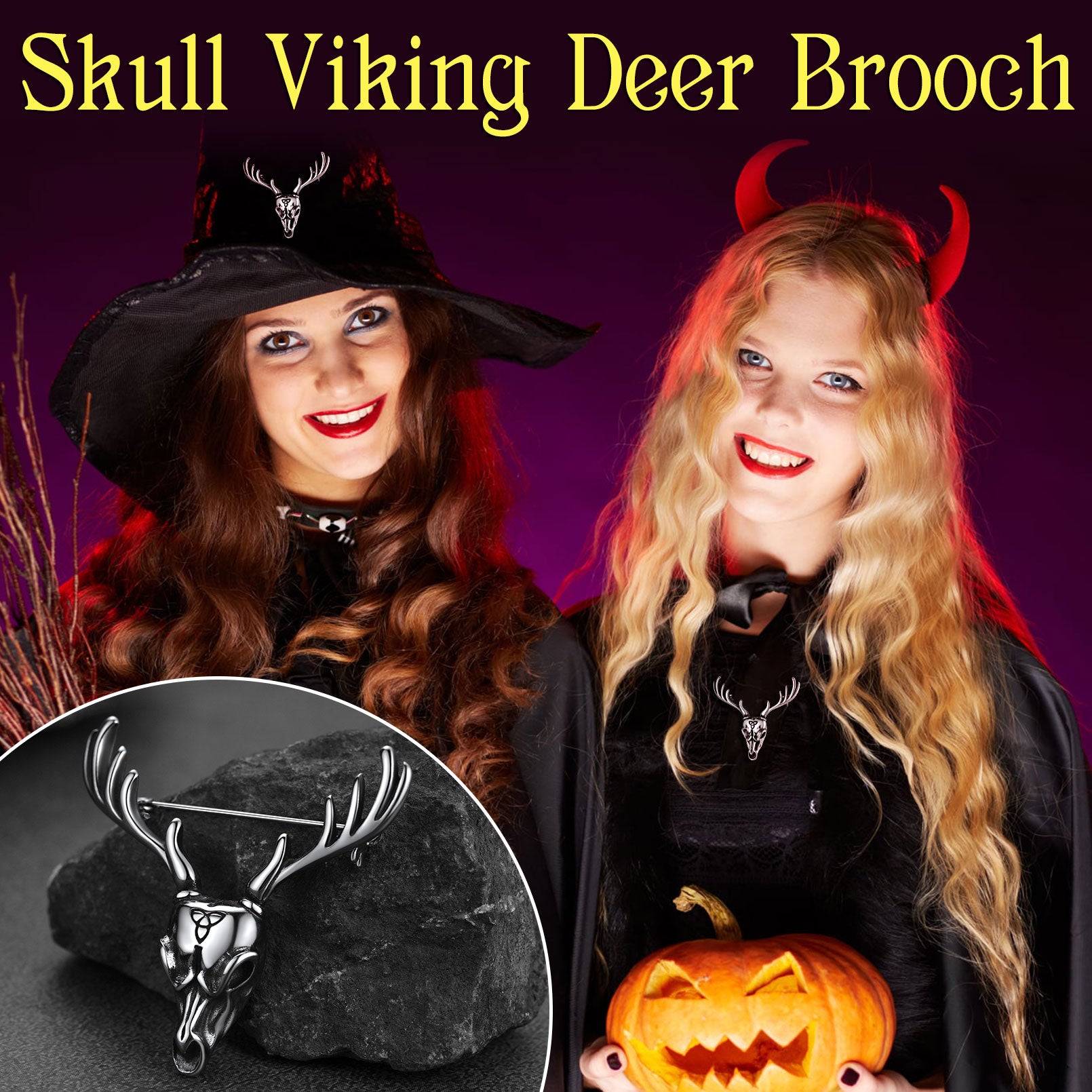 Viking Deer Head Brooch Pin Gifts for Men Women